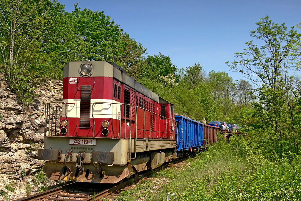 Lokomotiva 742 119-1, Mn 83019, Rychnov nad Kněžnou, 14.5.2007 12:05 - Trainweb