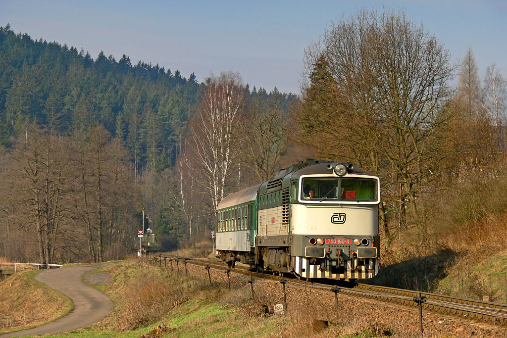 Lokomotiva 750 160-4, Sp 1759   (Ústí nad Orlicí – Letohrad – Lichkov – Międzylesie), Mladkov – Lichkov, 25.3.2007 9:28 - Trainweb