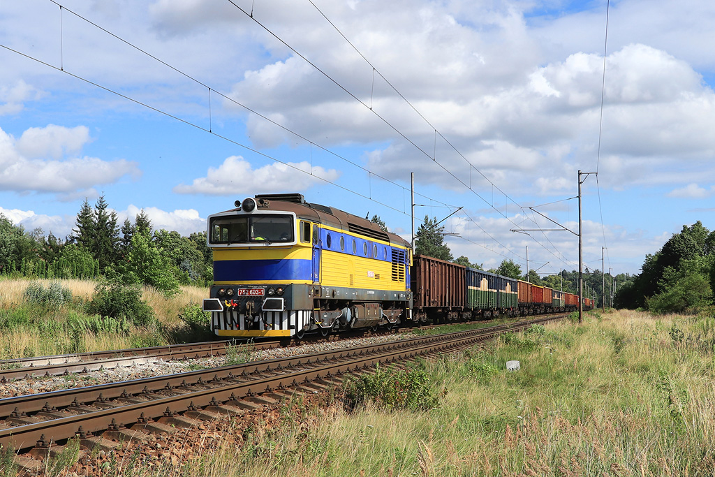 Lokomotiva 752 603-1, nákladní, Tišnov, 8.7.2022 16:17 - Trainweb