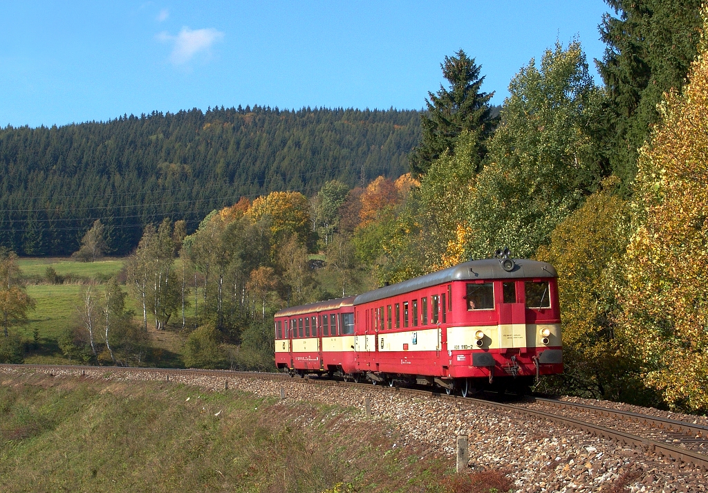 Motorový vůz 831 110-2, Os 3609  (Olomouc – Šumperk – Jeseník – Zlaté Hory), Branná – Ostružná, 9.10.2005 12:50 - Trainweb