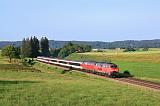 Lokomotiva 218 433-1 + 421-6, EC 190 (München - Kempten - Lindau - Zürich - Basel), Biessenhofen  – Günzach (Aitrang), 26.6.2019 19:26 - Trainweb