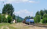 Lokomotiva 736 022-5 + 736 021-7, nákladní vlak do Zvolena, Kremnické Bane, 18.6.2021 13:29 - Trainweb